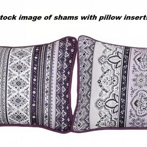 2 Boho Queen Size 20”x 28” Bohemian Purple Quilted Pillow Shams EUC